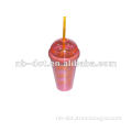 2013 Hot Sell Double Wall Plastic Cup with Straw